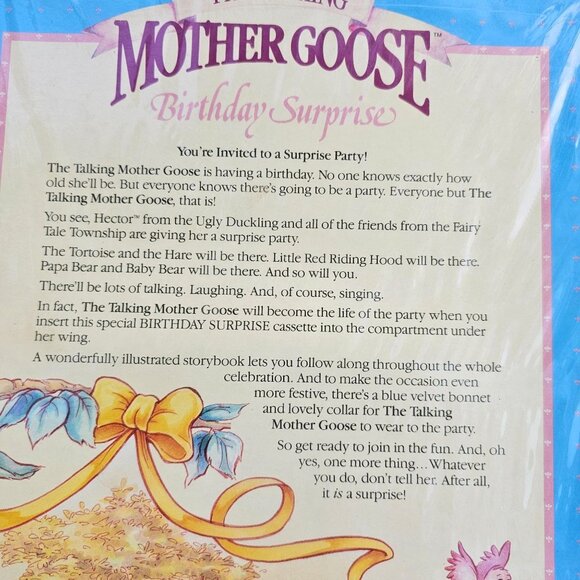Vintage Talking Mother Goose Birthday Surprise Cassette Book Bonnet Sealed - Picture 7 of 9